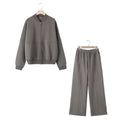 Chaqueta bomber retro de dos piezas con cremallera y pantalones anchos de cintura alta con cordones para mujer.
