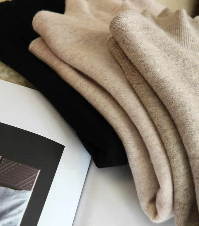 Suéteres elegantes de otoño e invierno para mujer, jersey de cuello alto a la moda, jersey de punto de manga larga ajustado, jersey suave y cálido para mujer.