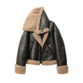 Chaqueta corta de doble cara cálida y gruesa para mujer, otoño e invierno, abrigo marrón para mujer