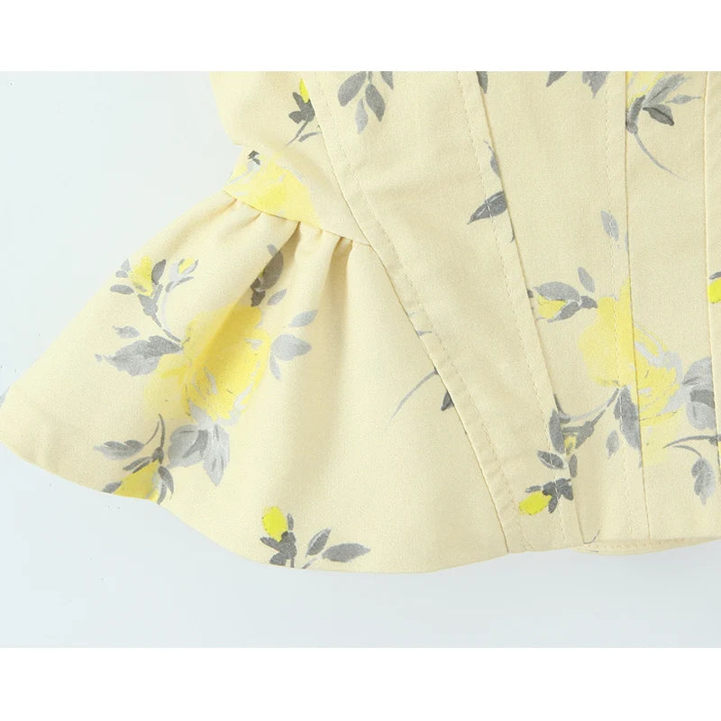Top de corsé elegante y chic, de tirantes, estampado floral, sexy para fiestas y noches.