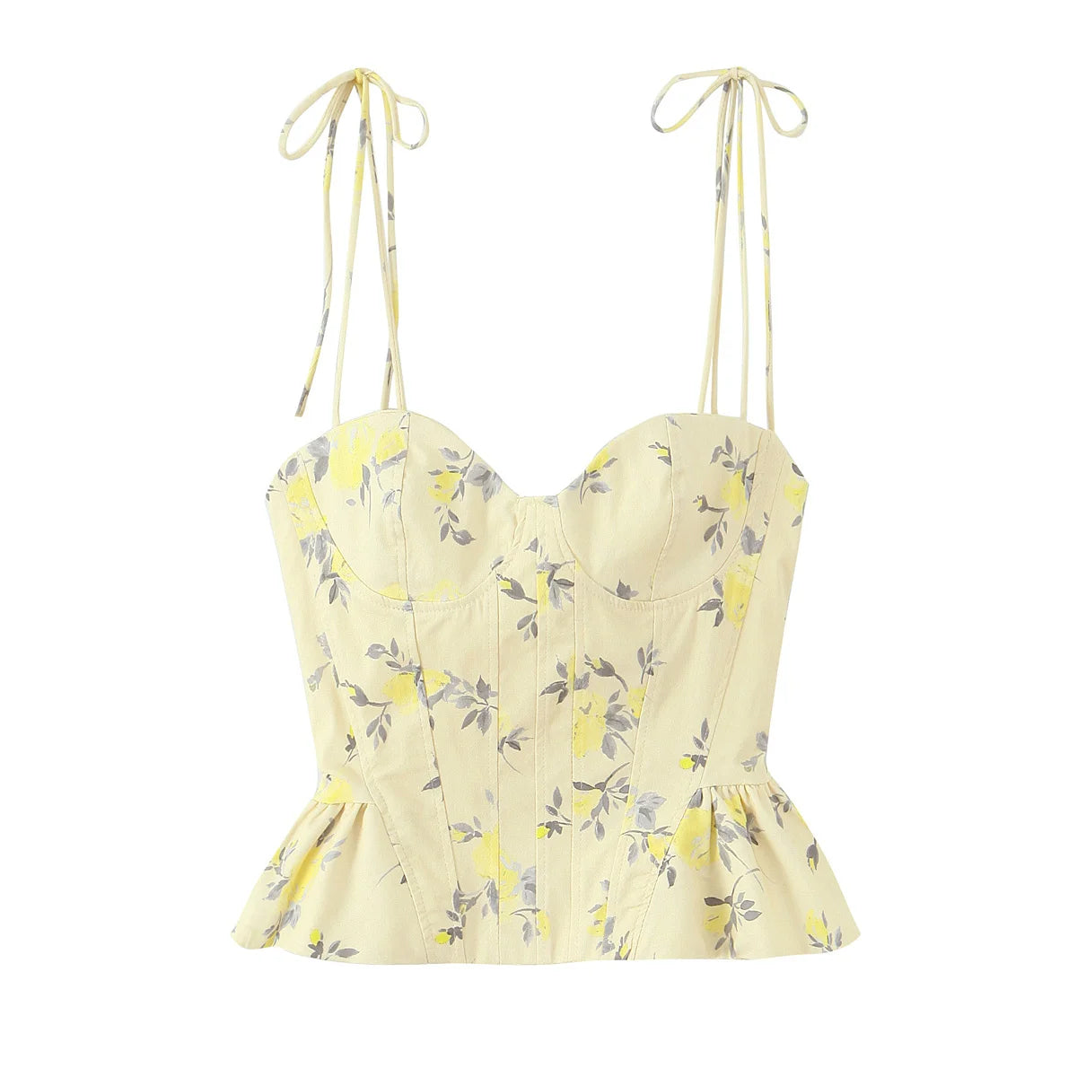 Top de corsé elegante y chic, de tirantes, estampado floral, sexy para fiestas y noches.