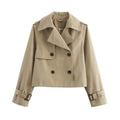 Chaqueta corta vintage para mujer, estilo urbano, doble botonadura, manga larga, abrigo elegante para mujer