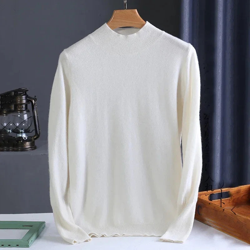 Suéteres elegantes de otoño e invierno para mujer, jersey de cuello alto a la moda, jersey de punto de manga larga ajustado, jersey suave y cálido para mujer.